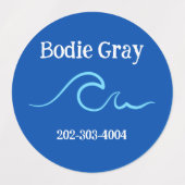 サーフ防水サークルシール名ラベル ラベル (デザイン1)