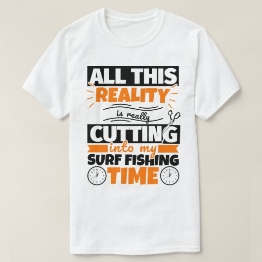 サーフ魚釣りおもしろいことわざホビー Tシャツ (デザイン正面)