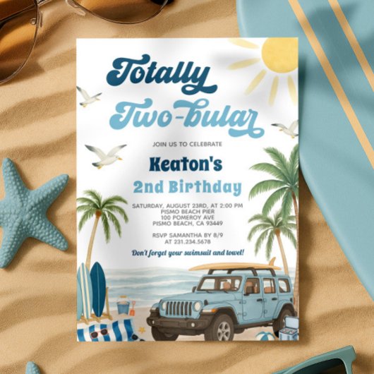 サーフ2nd誕生日招待状 – 完全に2つの星付き 招待状