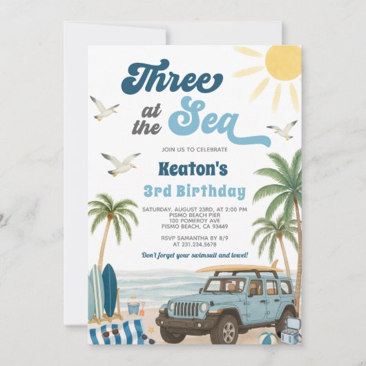 サーフ3rd誕生日招待状- 3アットザシー 招待状 (正面)