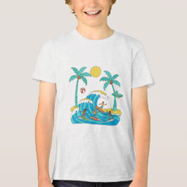 サーフ&ウェーブ – カートゥーン ビーチ ボーイ Tシャツ