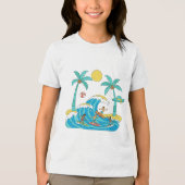 サーフ&ウェーブ – カートゥーン ビーチ ボーイ Tシャツ (正面)