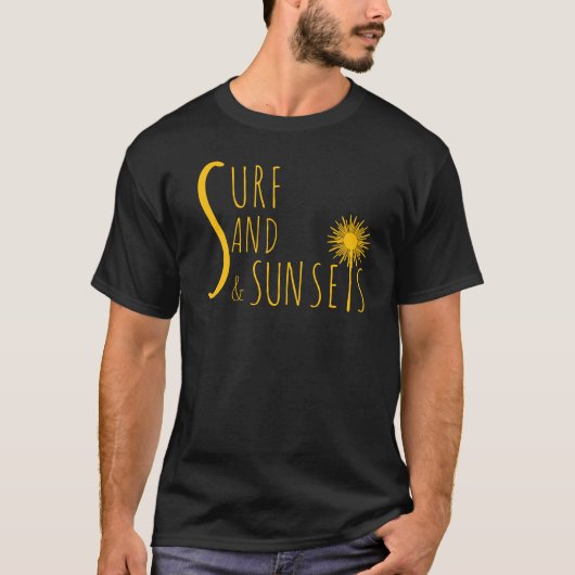 サーフ サンド サンセット ビーチビブス Tシャツ (正面)
