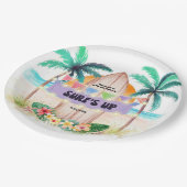 サーフ&シー |サーフズアップトロピカルビーチ誕生日 ペーパープレート (アングル)