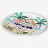 サーフ&シー |ビッグワンビーチ誕生日 ペーパープレート (アングル)