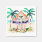 サーフ&シー |ベビーオンボードビーチベビーシャワー スタンダードカクテルナプキン (正面)