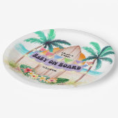サーフ&シー |ベビーオンボードビーチベビーシャワー ペーパープレート (アングル)