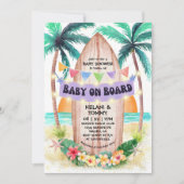 サーフ&シー |ベビーオンボードビーチベビーシャワー 招待状 (正面)