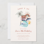 サーフ・ズ・アップ | レトロ サマー サーフ バースデー 招待状 (正面)