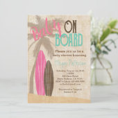 サーフ ベイビー シャワーの招待状 ヴィンテージ スタイルの女の子 招待状 (スタンド正面)