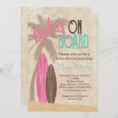 サーフ ベイビー シャワーの招待状 ヴィンテージ スタイルの女の子 招待状 (正面/裏面)