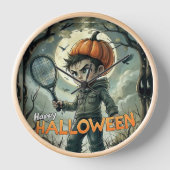 サーブ不気味: Clark Voorhees Tennis Pumpkin 壁時計 (正面)