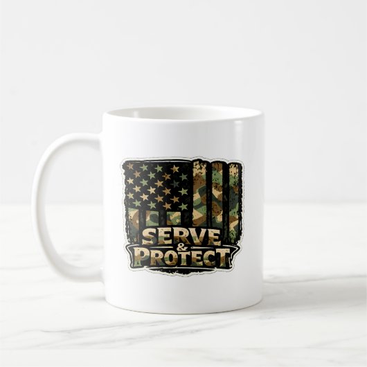 🇺🇸 サーブ&プロテクト - 愛国的なコーヒーマグ ☕🛡️ コーヒーマグカップ (左)