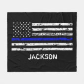 サーブ。 名誉。 薄いブルーライン旗を保護して下さい フリースブランケット (正面(横))