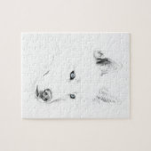 サーベルシベリアンハスキーのスケッチの芸術の青い目 ジグソーパズル (横)