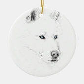 サーベルシベリアンハスキーのスケッチの芸術の青い目 セラミックオーナメント (正面)