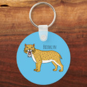 サーベル歯虎イラストレーション キーホルダー (正面)