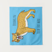 サーベル歯虎イラストレーション タペストリー (正面)