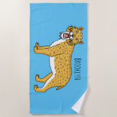 サーベル歯虎イラストレーション ビーチタオル (正面)