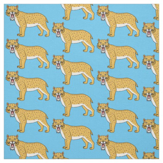 サーベル歯虎イラストレーション ファブリック (見本)