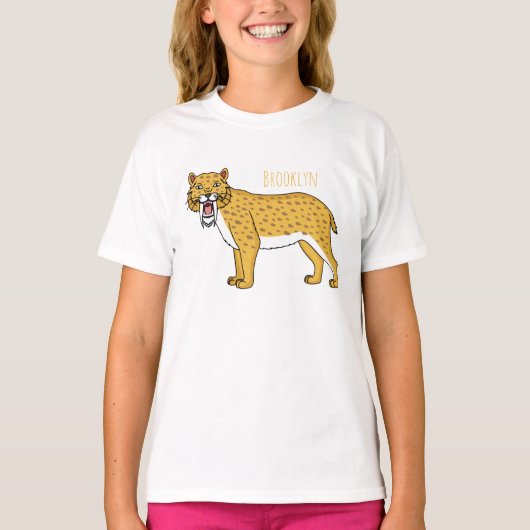 サーベル歯虎イラストレーション Tシャツ (正面)