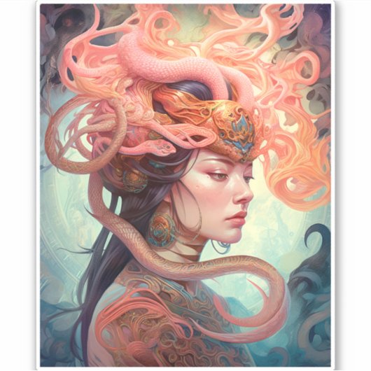 サーペントヘアレディファンタジーアート シール (正面)