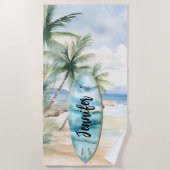 サーボードビーチヤシの木名 ビーチタオル (正面)