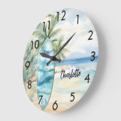 サーボードビーチヤシの木名 ラージ壁時計 (傾斜)