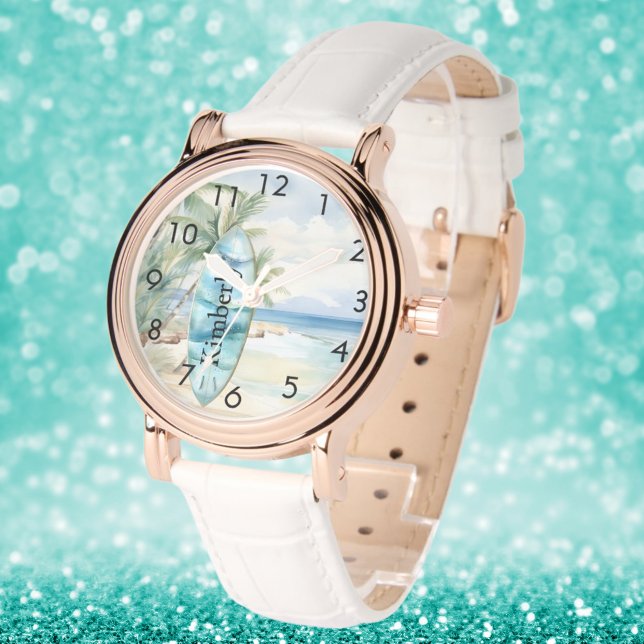 サーボードビーチヤシの木名 腕時計 (クリエイターアップロード済み)