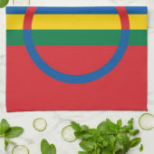 サーミ人国旗のタオルスカンディナビア キッチンタオル (折り畳み)