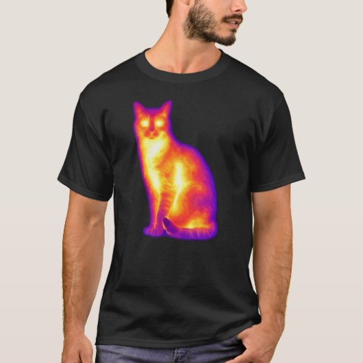 サーモグラフィー 猫 赤外線 熱 ビジョン アート Tシャツ (正面)