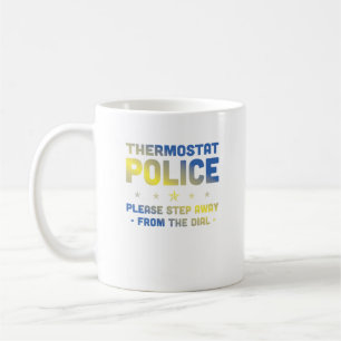 サーモスタット警察遠くにはダイヤルから出て コーヒーマグカップ