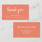 サーモンありがとう |ミニマルモダンリスト手書き 割引カード (正面/裏面)