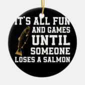 サーモンおもしろい魚釣り引用文アラスカアングラー セラミックオーナメント (正面)