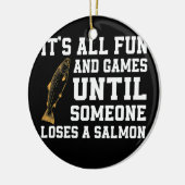 サーモンおもしろい魚釣り引用文アラスカアングラー セラミックオーナメント (左)