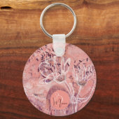 サーモンかわいらしガーリーピンクの花 キーホルダー (正面)