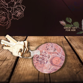 サーモンかわいらしガーリーピンクの花 キーホルダー