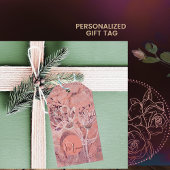 サーモンかわいらしガーリーピンクの花 ギフトタグ