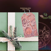 サーモンかわいらしガーリーピンクの花 ギフトタグ