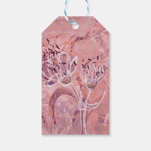 サーモンかわいらしガーリーピンクの花 ギフトタグ (裏面)