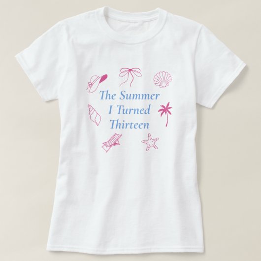 サーモンがかった十三歳の夏 ビーチ Tシャツ (デザイン正面)