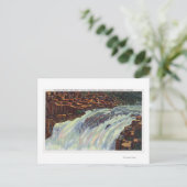 サーモンがパンチボウル滝を飛び越える景観 ポストカード (スタンド正面)