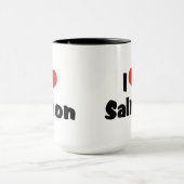 サーモンが大好きハート - フィッシュギフト マグカップ (中央)