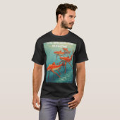 サーモンが遡上している Tシャツ (正面フル)