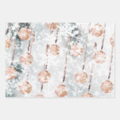 サーモンきらめくピンクボールオーナメント雪片 ラッピングペーパーシート (正面)