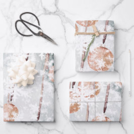 サーモンきらめくピンクボールオーナメント雪片 ラッピングペーパーシート