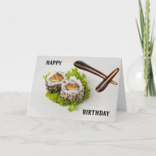 サーモンすし転が誕生日カード カード