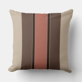 サーモンとコーヒーのストライプ クッション