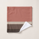 サーモンとコーヒーのストライプ バスタオルセット (ウォッシュタオル)