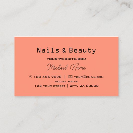 サーモンとコーラル市松模様にプロフェッショナルスタイリッシュ 名刺 (裏面)
